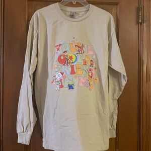 Gildan Toy Story Beige Long Sleeve Crew‎ Neck Tee, Size Large